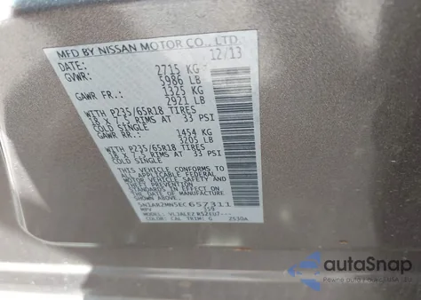 2014 Nissan Pathfinder Sv из США, поврежденный, VIN 5N1AR2MN5EC657311